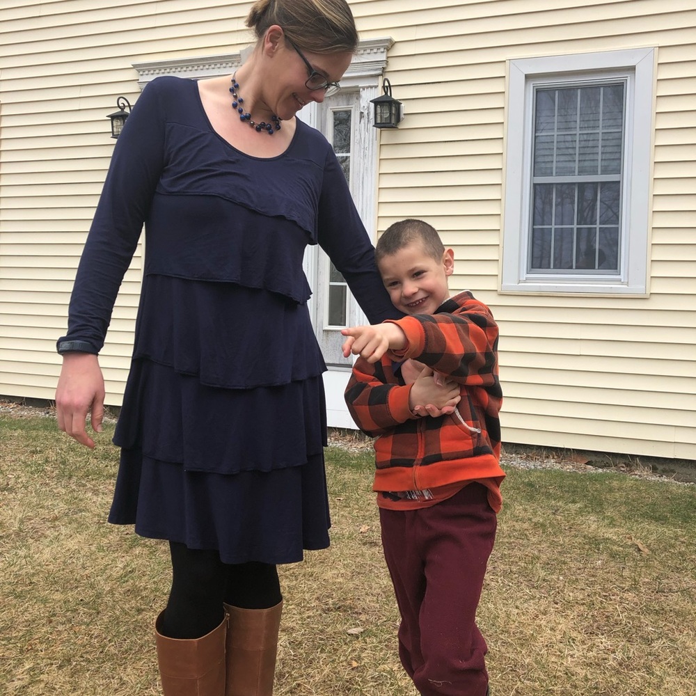 Klig navy blue nursing / breastfeeding dress